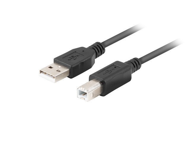 LANBERG USB-A (M) na USB-B (M) 2.0 kábel 1m, čierny
