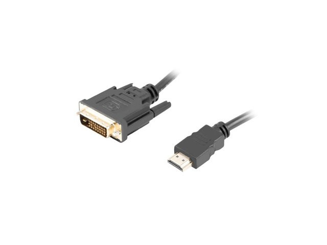 LANBERG pripojovací kábel HDMI/A na DVI-D (24+1), M/M, 4K@30Hz, dĺžka 3m, čierny, dual link, pozlátené konektory