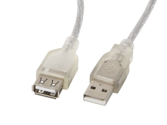 LANBERG USB-A M/F 2.0 kábel 5m, transparentný
