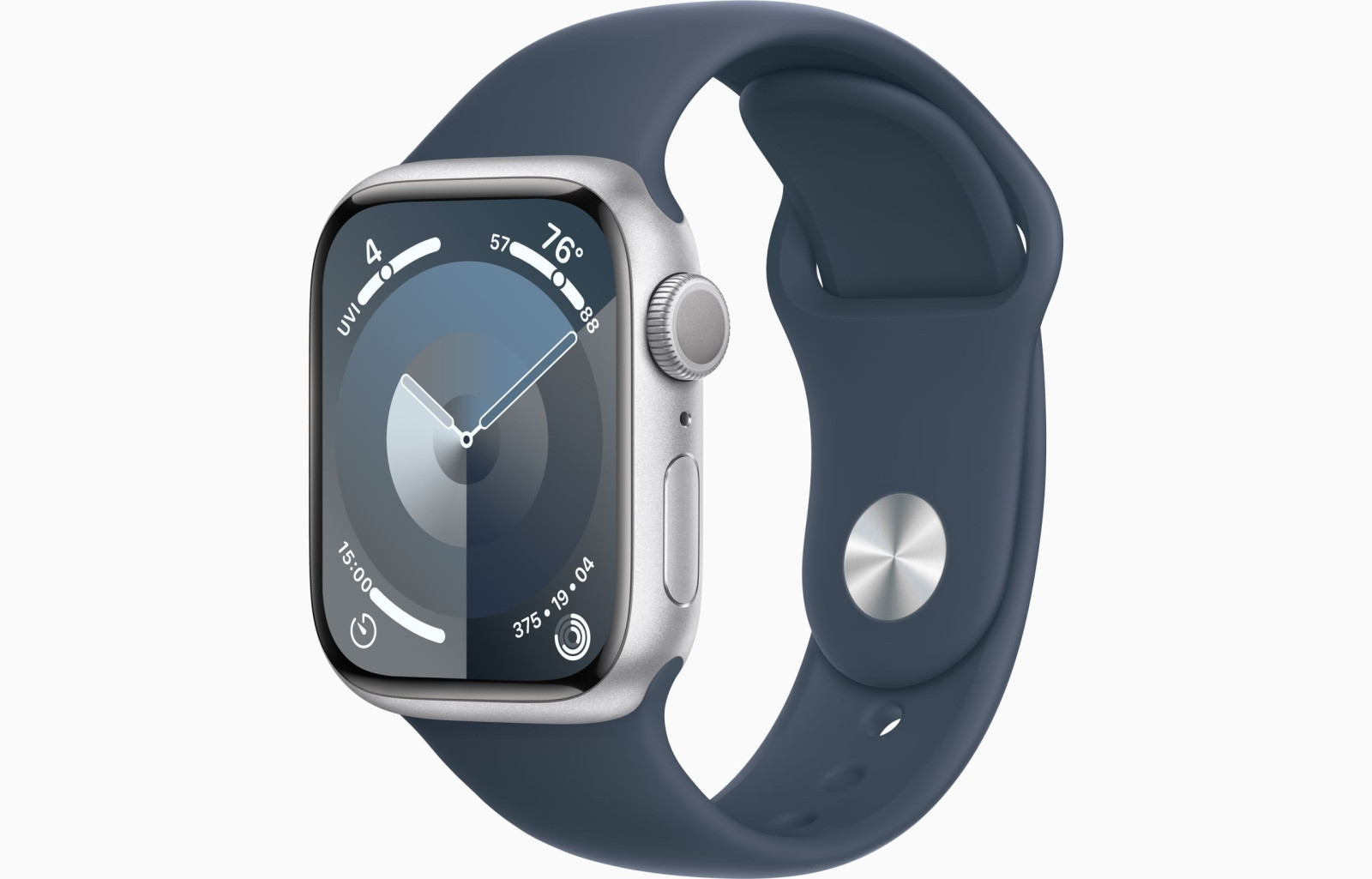 Apple Watch S9/41mm/Silver/Šport Band/Storm Blue/-S/M