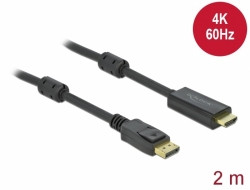 Delock Kábel z Active DisplayPort 1.2 na HDMI, 4K, 60 Hz 2 m
