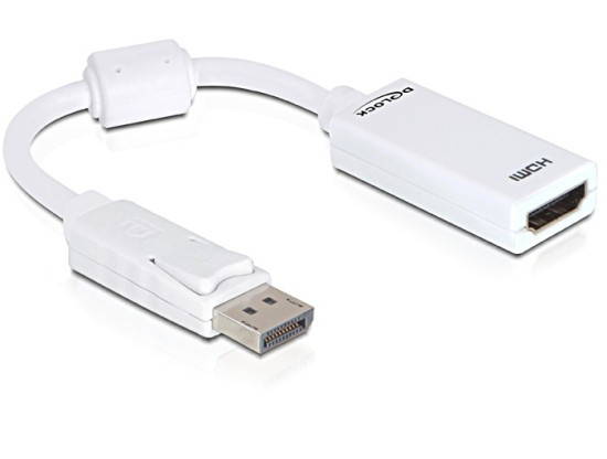 Delock kábel DisplayPort samec na HDMI A samica, dĺžka 12,5 cm, biely
