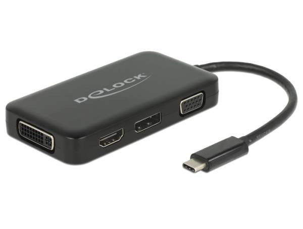 Delock Adaptér USB Type-C™ Stecker > VGA / HDMI / DVI / DisplayPort samica čierny