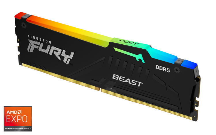 Kingston 16GB 6000MT/s DDR5 CL36 DIMM FURY Beast RGB EXPO