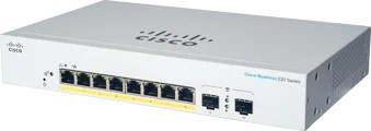 Cisco switch CBS220-8P-E-2G (8xGbE, 2xSFP, 8xPoE+, 65W, fanless)