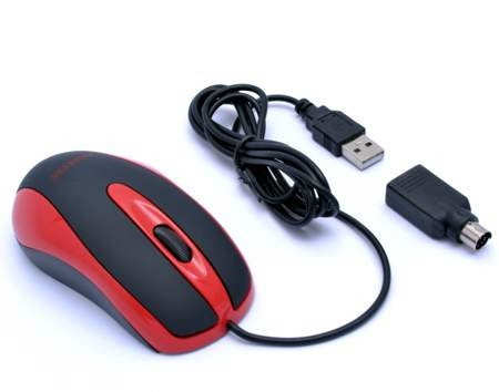 AMEI AM-M801/Kancelárska/Optická/Drôtová USB/Čierna-červená