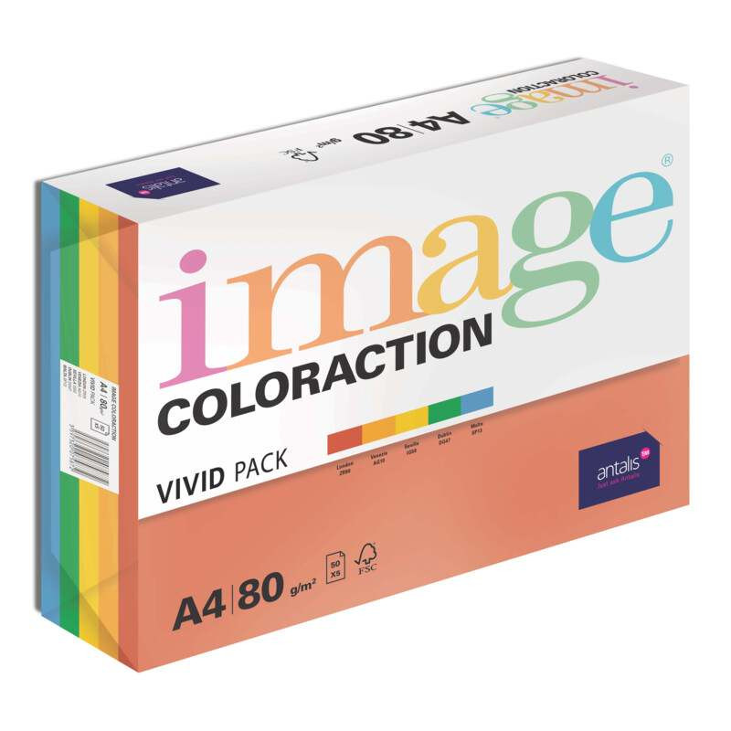 Image Coloraction kancelársky papier A4/80g, Mix intenzívny 5x20, mix - 100