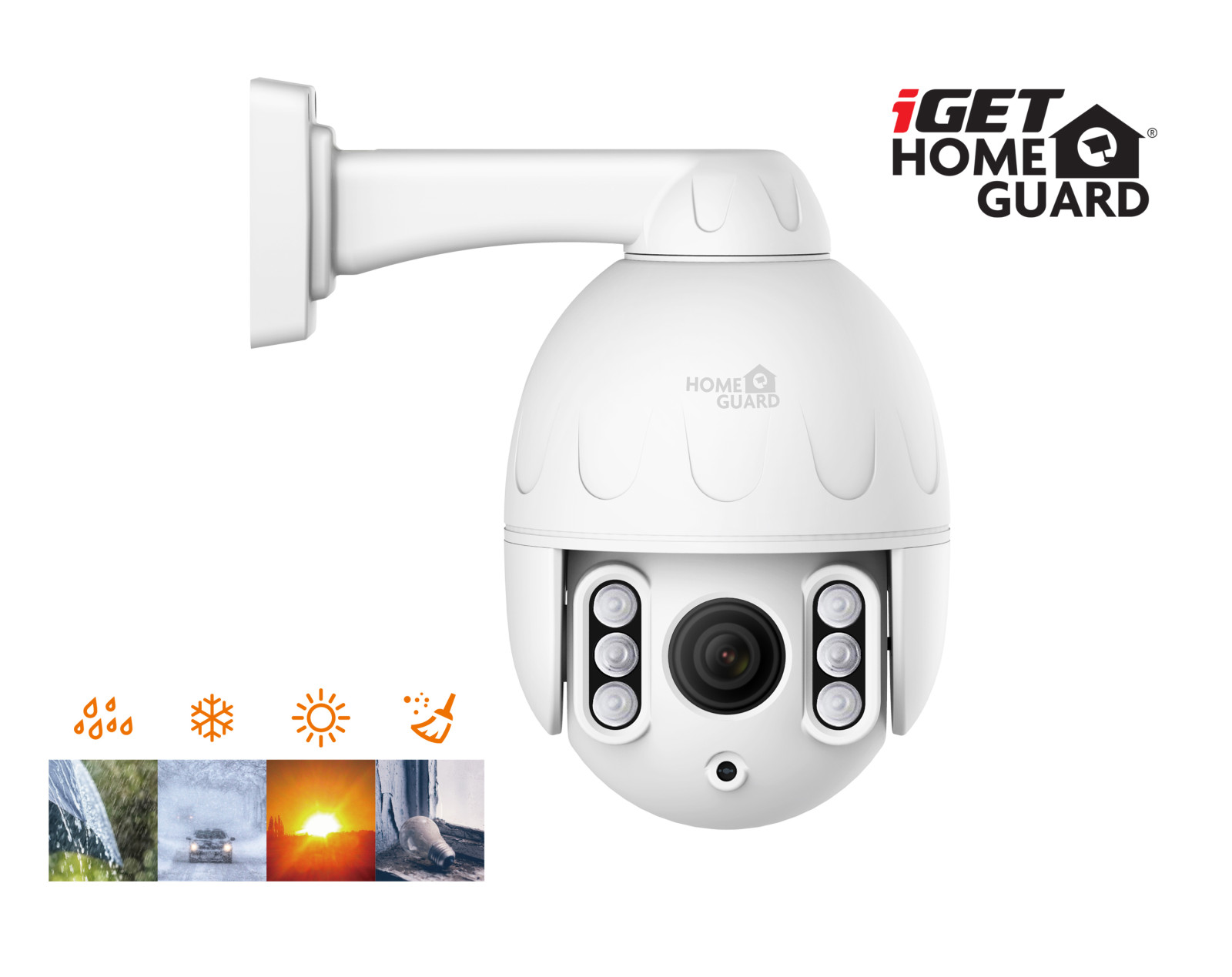 iGET HOMEGUARD HGWOB853 - Vonkajšia odolná rotačná IP kamera s online sledovaním - rozlíšenie FullHD 1080p (1920 x 1080)