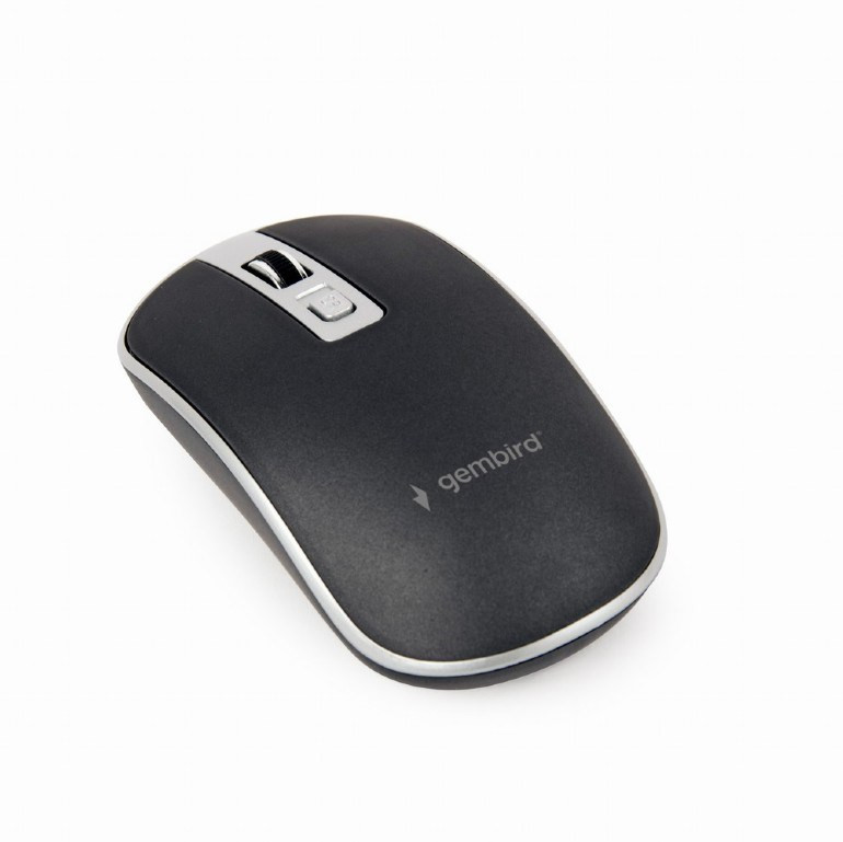 GEMBIRD myš MUSW-4B-06, čierno-strieborná, bezdrôtová, USB nano receiver