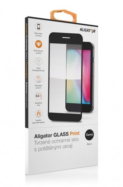 Aligator ochranné tvrdené sklo GLASS PRINT, Xiaomi Redmi 12C, čierna, celoplošné lepenie