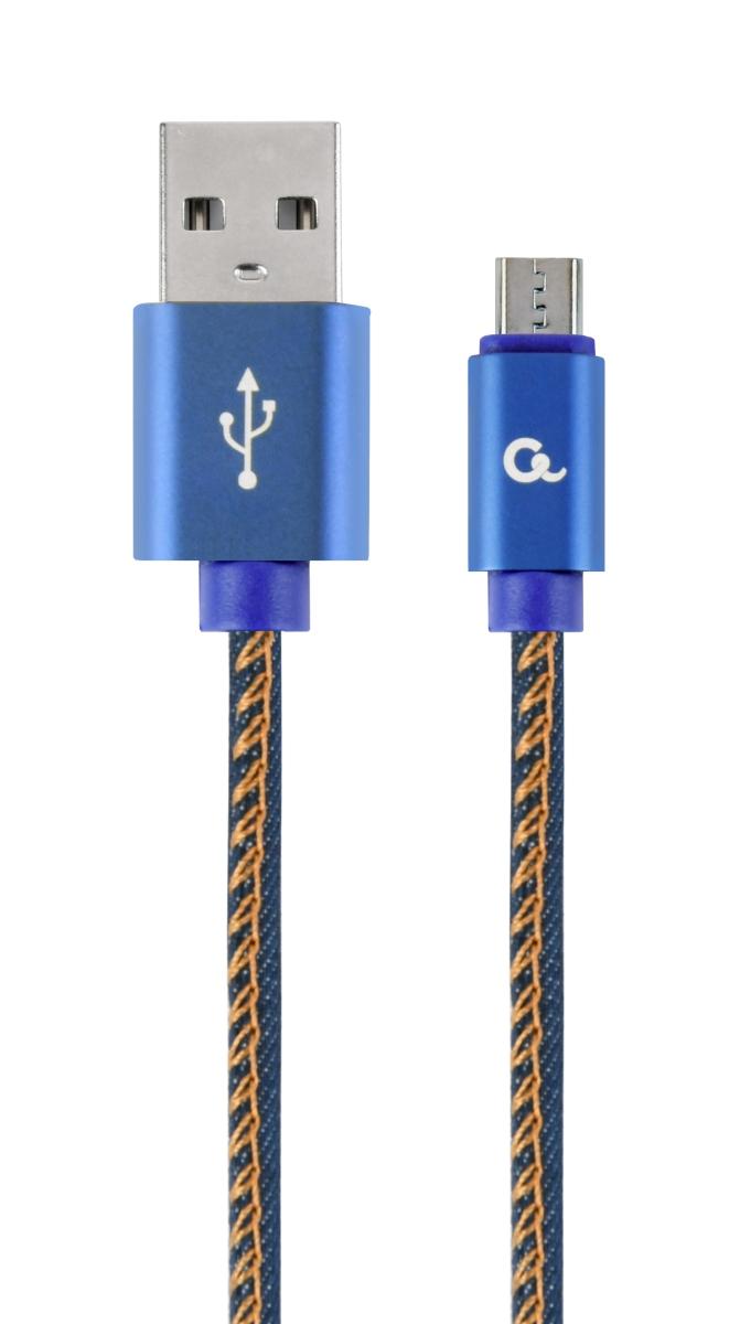 Fotografia produktu: Gembird oplietaný denim USB-A/microUSB kábel 1m