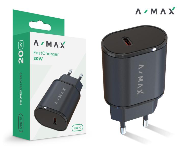 Fotografia produktu: Aligator sieťová nabíjačka A-MAX PD 20W USB-C čierna