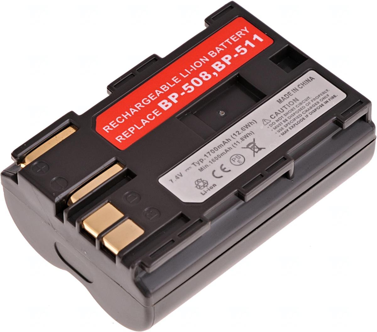 Fotografia produktu: Batéria T6 Power Canon BP-508, BP-511, BP-511A, BP-512, BP-514, 1600mAh, 11,8Wh, hnedá