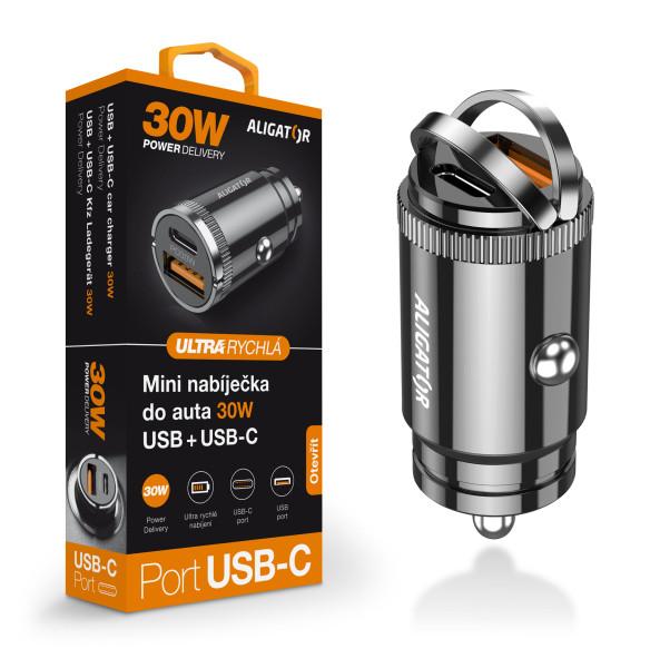 Fotografia produktu: Aligator mini nabíjačka do auta Power Delivery 30W, USB-C + USB-A