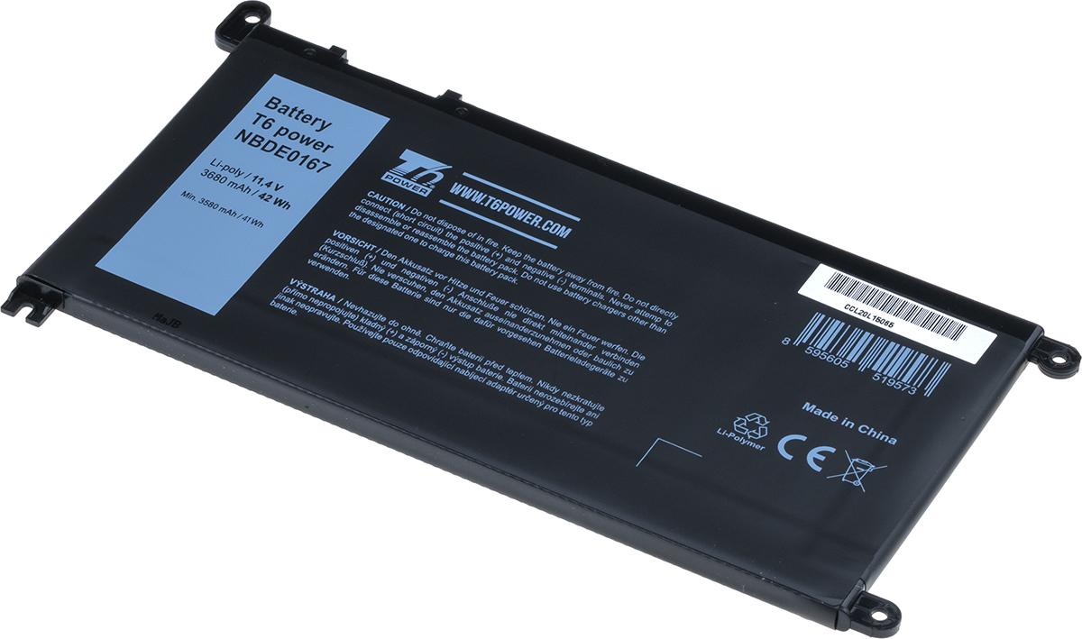 Fotografia produktu: Batéria T6 Power pre Dell Insprion 15 5568, 5578, Vostro 5468, 5568, 3680mAh, 42Wh, 3cell, Li-pol