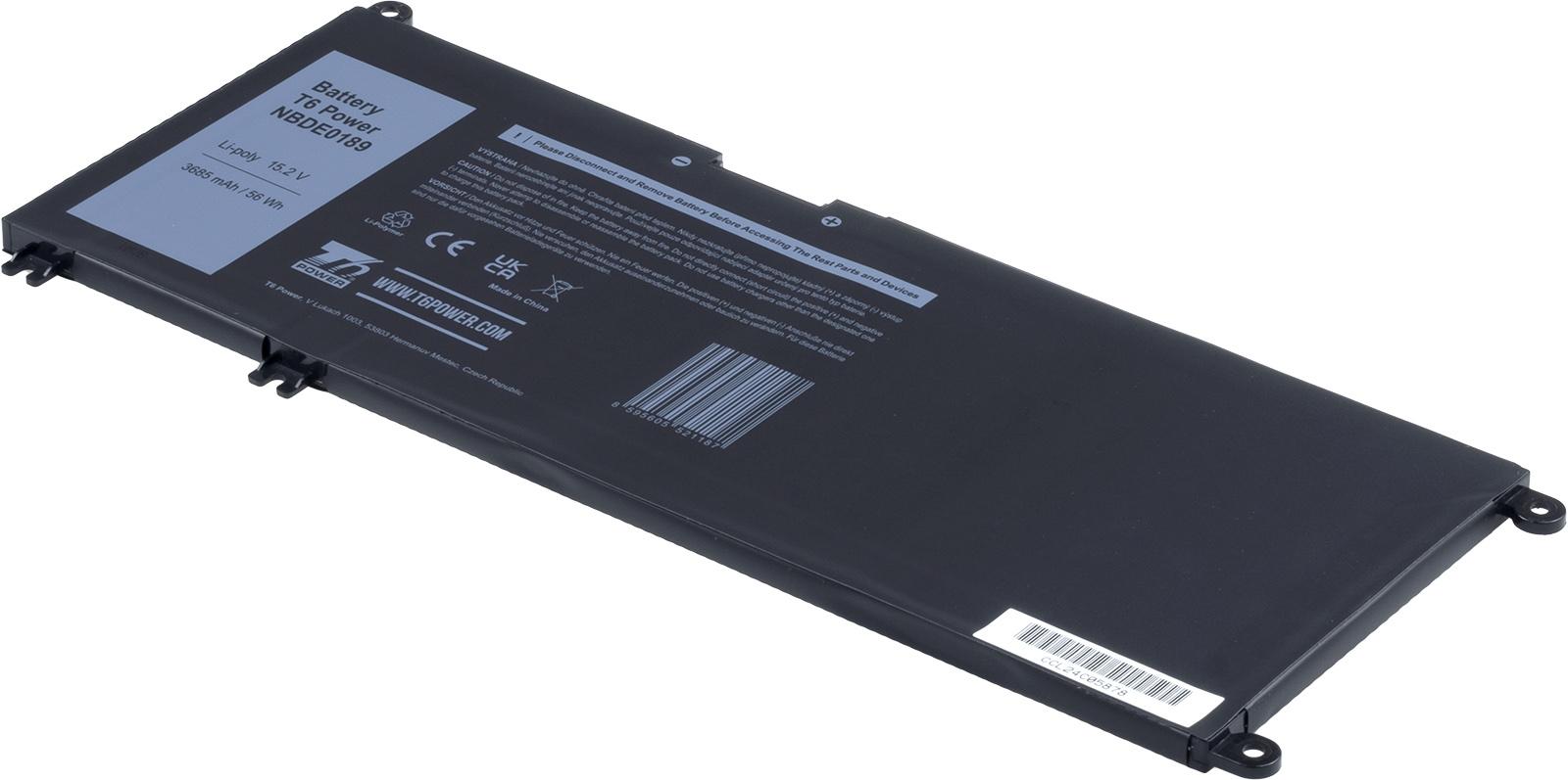 Fotografia produktu: Batéria T6 Power Dell Insprion 7778, 7779, 7573, 7577, Latitude 3380, 3685mAh, 56Wh, 4cell, Li-pol