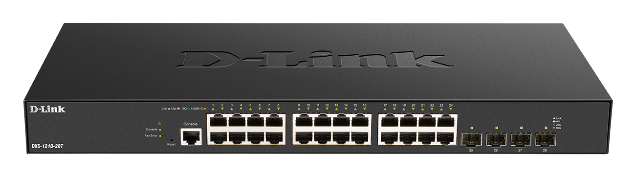 Fotografia produktu: D-Link DXS-1210-28T 24 x 10 G Base-T portov + 4 x 10 G/25 G SFP28 portov Smart Managed Switch