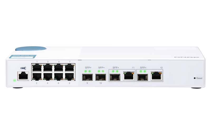 Fotografia produktu: QNAP riadený switch QSW-M408-2C (12portov: 8x Gigabit port + 4x 10G SFP+ /2x 10GbE kombo porty)