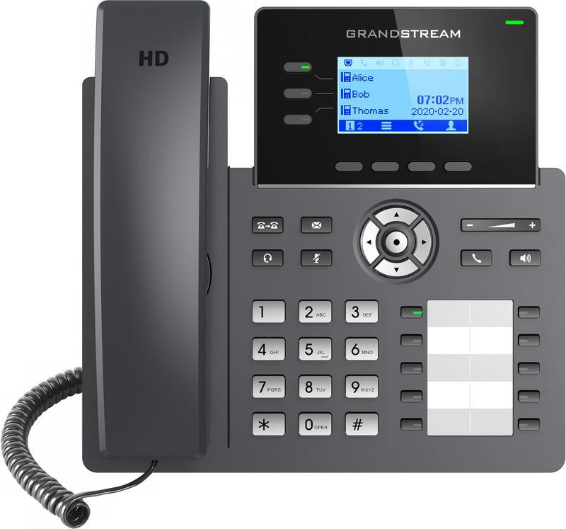 Fotografia produktu: Grandstream GRP2604P SIP telefón, 2,48" LCD podsv. displej, 6 SIP účty, 10BLF hr., 2x1Gbit porty, PoE