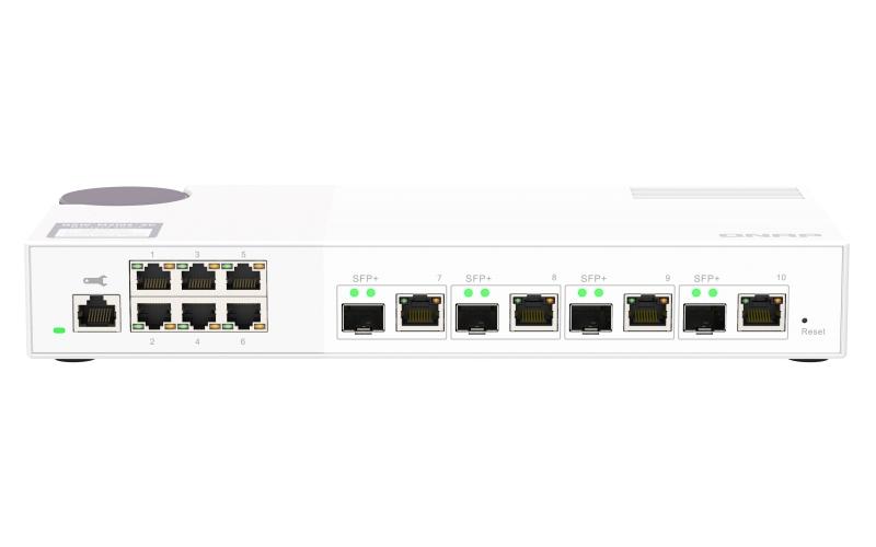 Fotografia produktu: QNAP riadený switch QSW-M2106-4C (6x 2,5GbE RJ45 a 4x kombinované 10GbE SFP+ / 10GbE RJ-45)