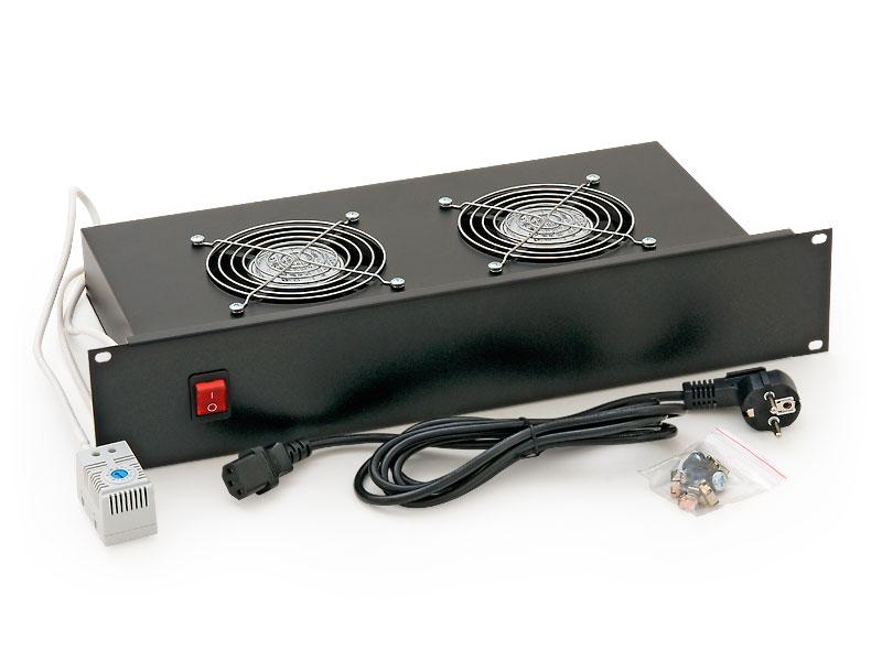 Fotografia produktu: 19" horiz.vent.j.2xVent.-220V/46W termost.2U čierna