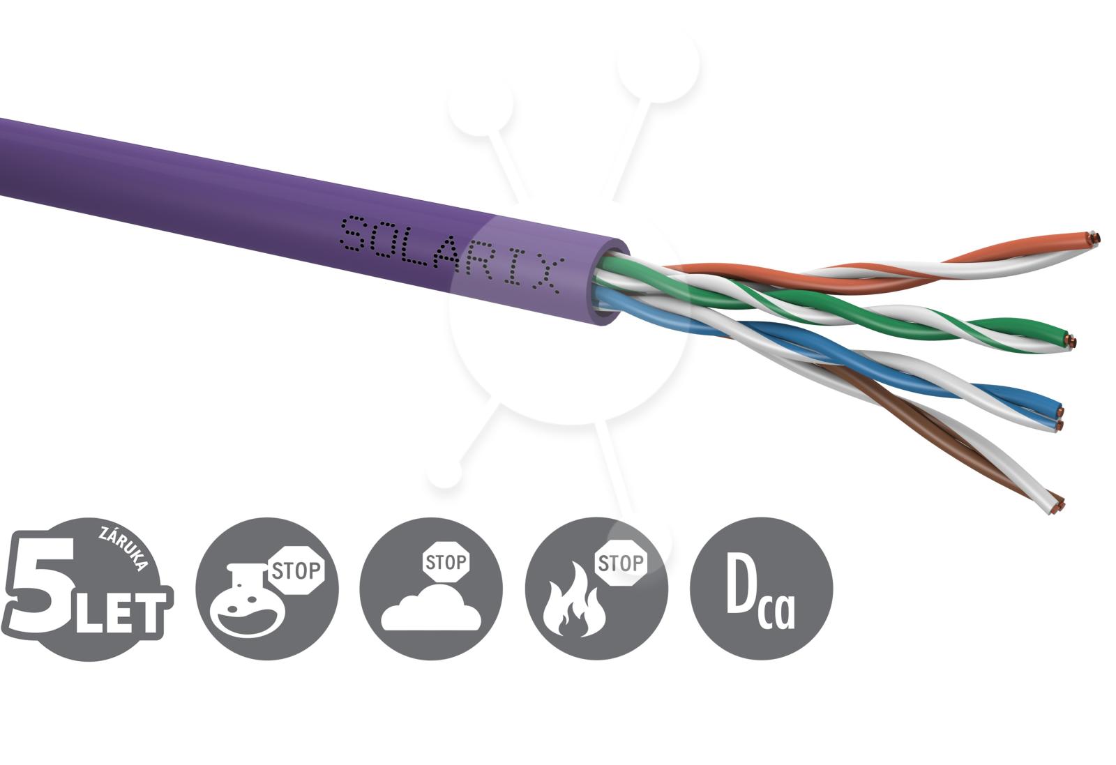 Fotografia produktu: Inštalačný kábel Solarix CAT5E UTP LSOH Dca-s1,d2,a1 500m/box SXKD-5E-UTP-LSOH
