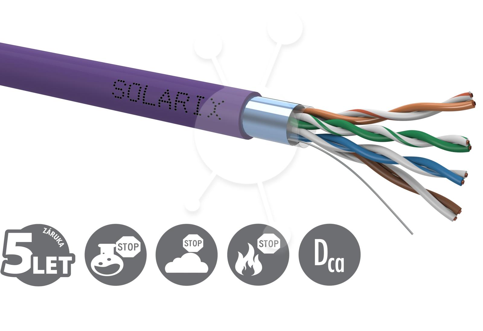 Fotografia produktu: Inštalačný kábel Solarix CAT5E FTP LSOH Dca-s1,d2,a1 500m/cievka SXKD-5E-FTP-LSOH
