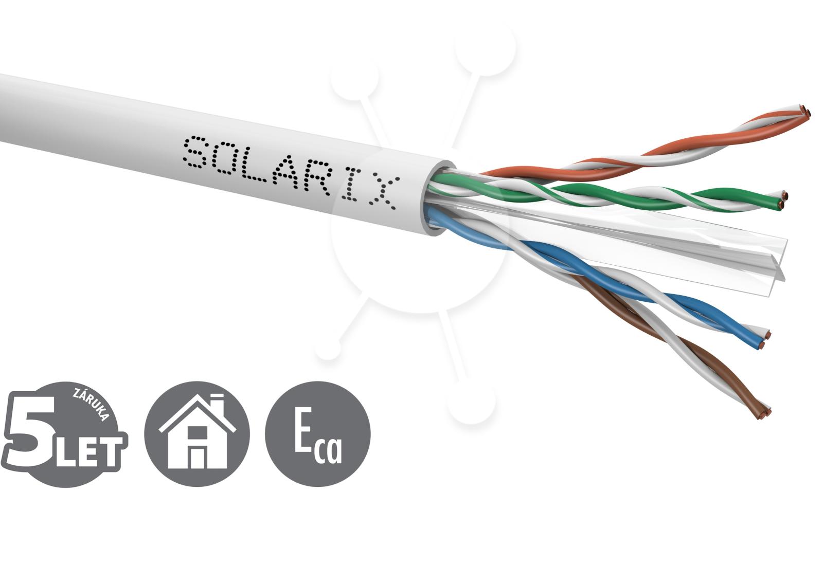 Fotografia produktu: Inštalačný kábel Solarix CAT6 UTP PVC Eca 500m/cievka SXKD-6-UTP-PVC