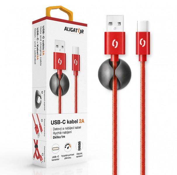 Fotografia produktu: ALIGATOR PREMIUM Dátový kábel 2A, USB-C červená
