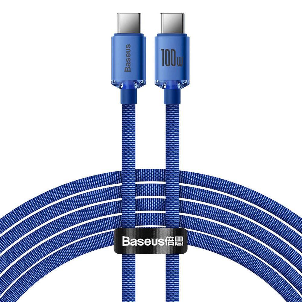 Fotografia produktu: Baseus CAJY000703 Crystal Shine Series Dátový Kábel USB-C - USB-C 100W 2m Blue