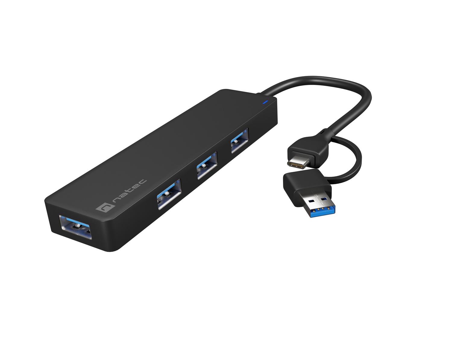 Fotografia produktu: Rozbočovač Natec MAYFLY 4xUSB-A 3.0 HUB + USB-A adaptér