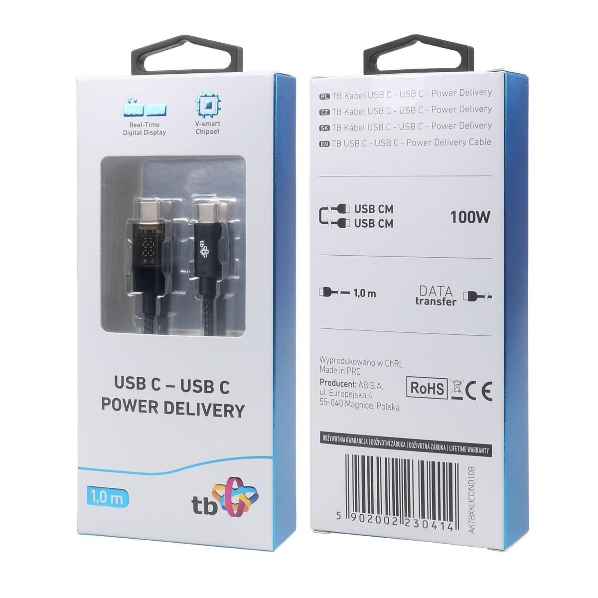 Fotografia produktu: TB Touch USB C kábel s indikátorom nabíjania 100W