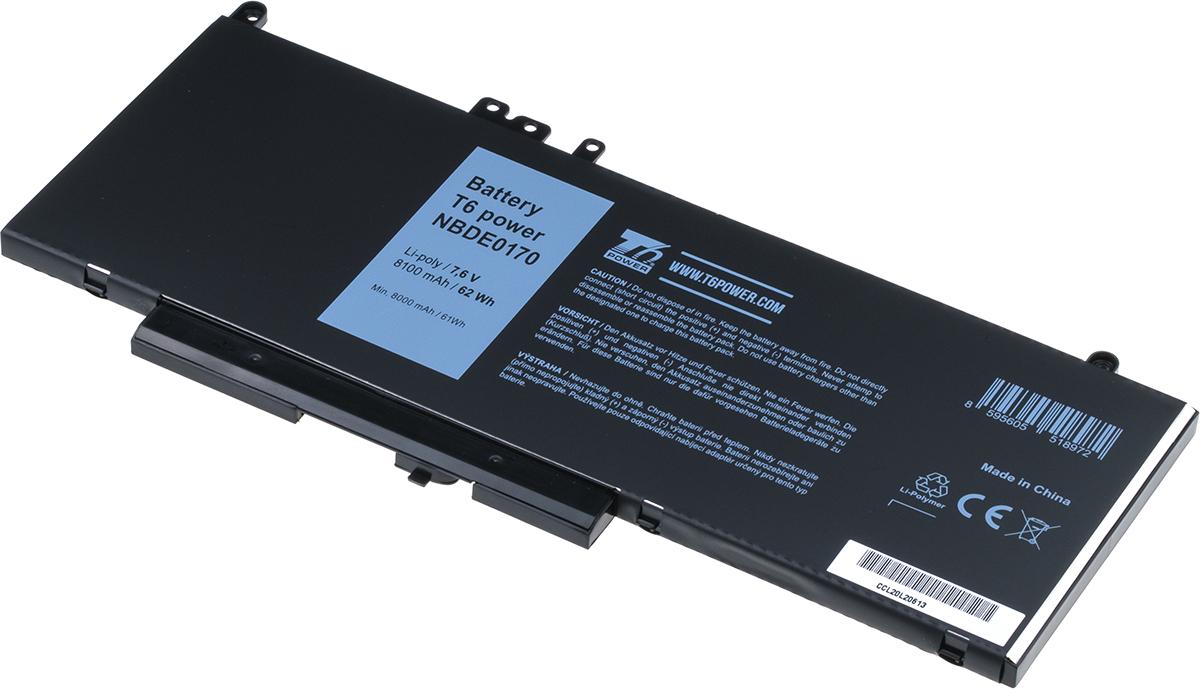 Fotografia produktu: Batéria T6 Power Dell Latitude E5270, E5470, E5570, Precision 15 3510, 8100mAh, 62Wh, 4cell, Li-pol