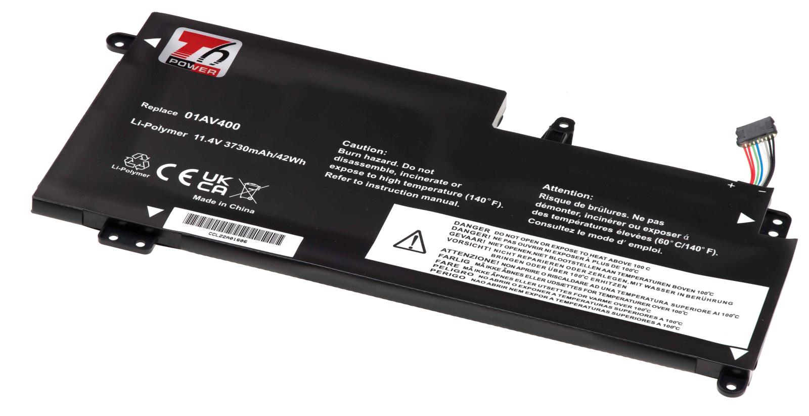 Fotografia produktu: Batéria T6 Power pre Lenovo ThinkPad 13 20GJ/20GK, 20GL/20GM séria, 3730mAh, 42Wh, 3cell, Li-Pol