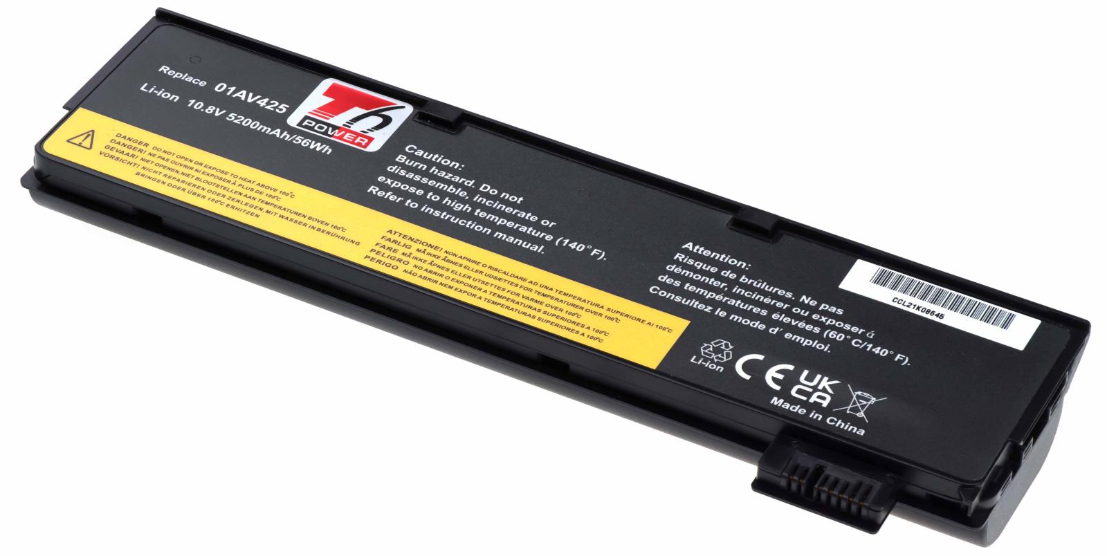 Fotografia produktu: Batéria T6 Power pre Lenovo ThinkPad T470, T480, T570, T580, P51s, P52s, 5200mAh, 58Wh, 6cell