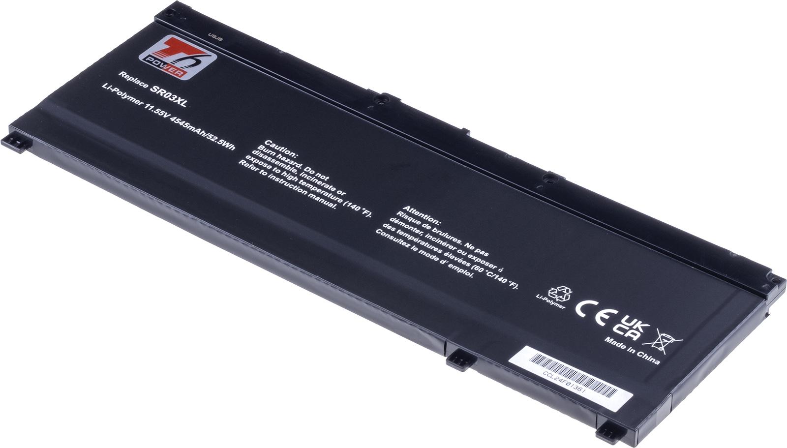Fotografia produktu: Batéria T6 Power HP Pavilion Gaming 15-cx0000, 17-cd0000, 4545mAh, 52,5Wh, 3cell, Li-pol