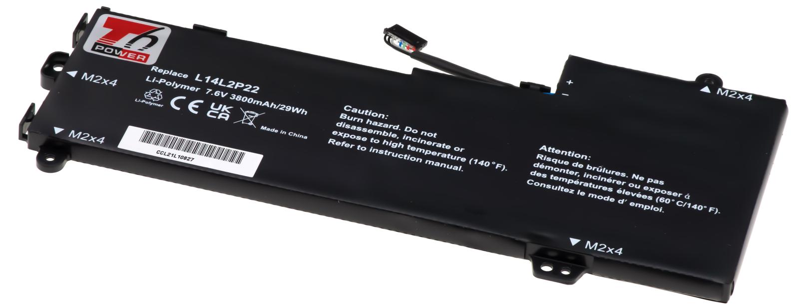 Fotografia produktu: Batéria T6 Power pre Lenovo E31-70, E31-80, IdeaPad 510S-13IKB serie, 3800mAh, 29Wh, 2cell, Li-pol