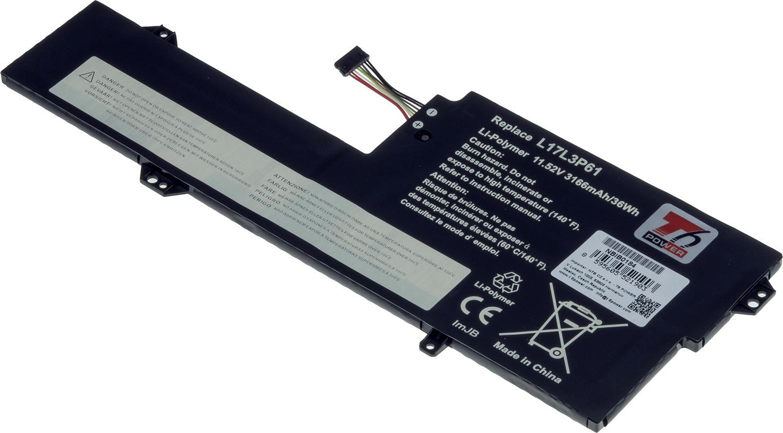 Fotografia produktu: Batéria T6 Power Lenovo Yoga 720-12IKB, IdeaPad 320S-13IKB séria, 3166mAh, 36Wh, 3cell, Li-Pol