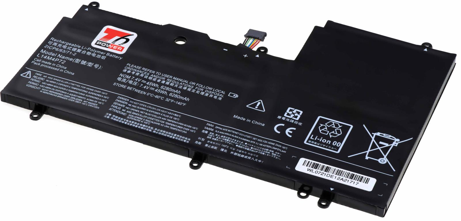 Fotografia produktu: Batéria T6 Power Lenovo IdeaPad Yoga 3 14, 3 1470, Yoga 700-14ISK, 6280mAh, 45Wh, 4cell, Li-pol