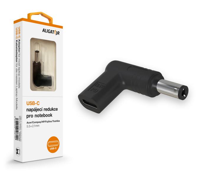 Fotografia produktu: Aligator USB-C napájacia redukcia 5,5 x 2,1 mm pre notebooky Acer/Compaq/HP/Fujitsu/Toshiba