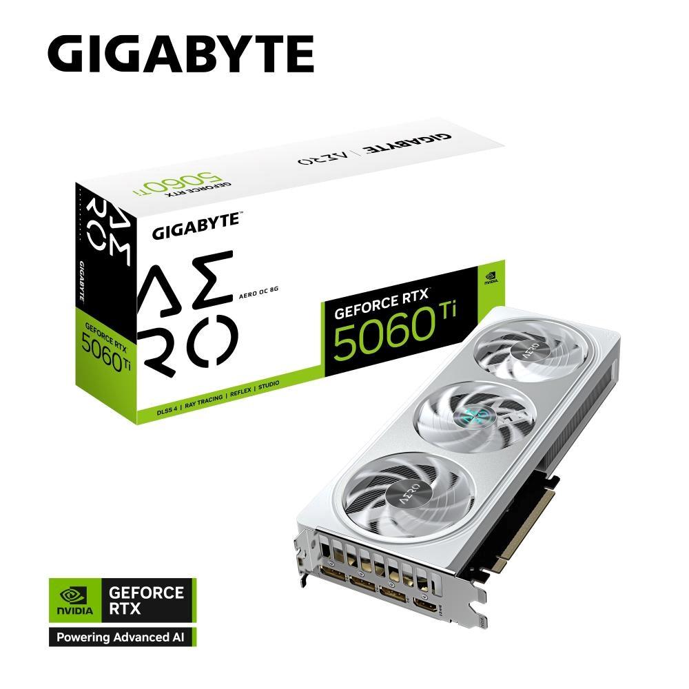 Fotografia produktu: GIGABYTE VGA NVIDIA GeForce RTX 5060 Ti AERO OC 8G, 8G GDDR7, 3xDP, 1xHDMI