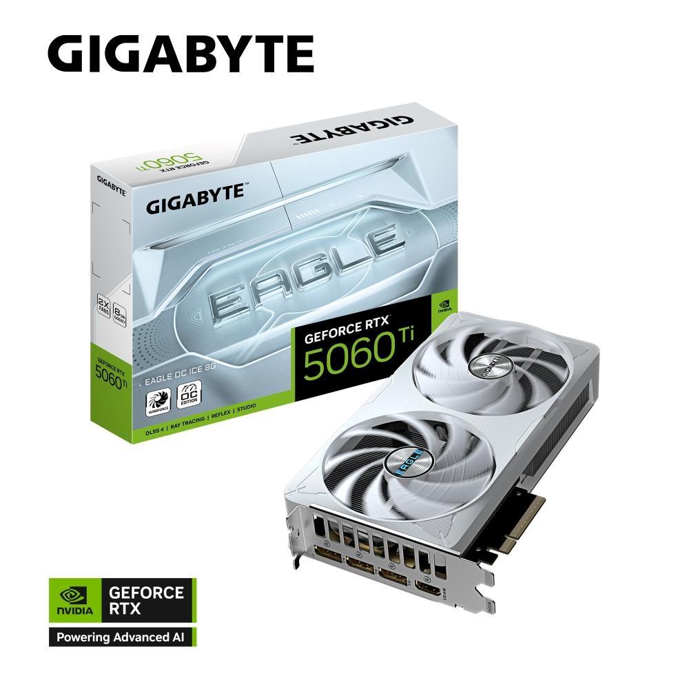 Fotografia produktu: GIGABYTE VGA NVIDIA GeForce RTX 5060 Ti EAGLE ICE OC 8G, 8G GDDR7, 3xDP, 1xHDMI