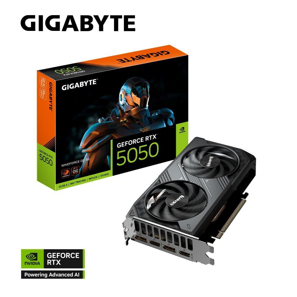 Fotografia produktu: GIGABYTE VGA NVIDIA GeForce RTX 5050 WINDFORCE OC 8G, 8G GDDR6, 2xDP, 2xHDMI