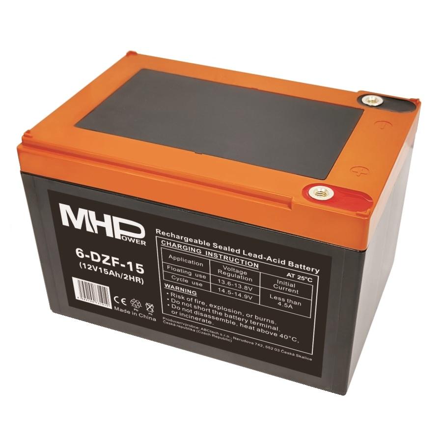 Fotografia produktu: MHPower 6-DZF-15 Trakčná gélová batéria 12V/15Ah, Terminál D1 - M5, Deep Cycle