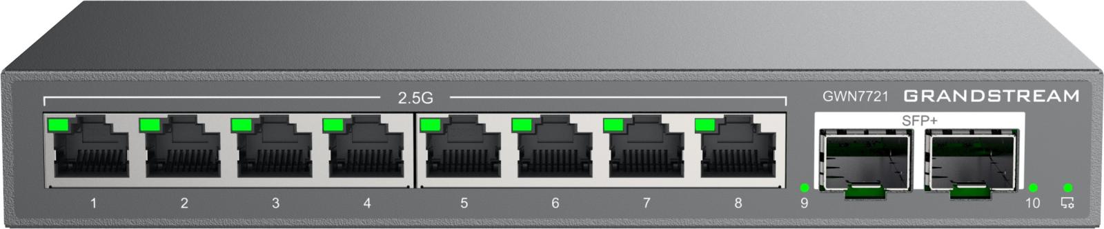 Fotografia produktu: Grandstream GWN7721 L2 Lite managed switch, 8x 2.5GbE RJ45, 2x 10G SFP+
