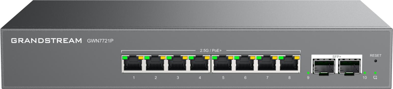 Fotografia produktu: Grandstream GWN7721P L2 Lite managed switch, 8x 2.5GbE RJ45, 2x 10G SFP+, PoE/PoE+