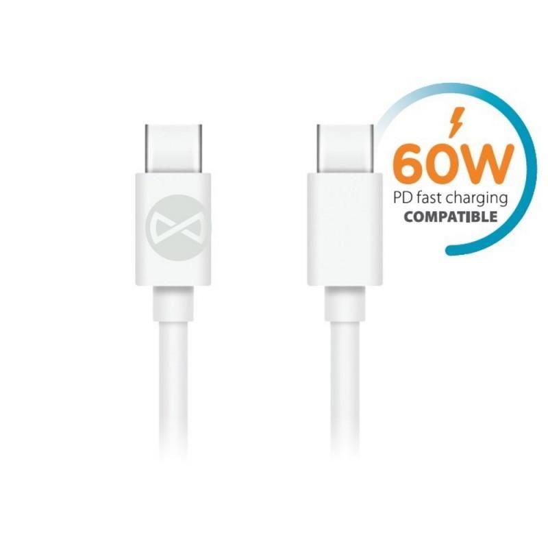 Fotografia produktu: Dátový kábel Forever USB-C/USB-C 1m 3A biely