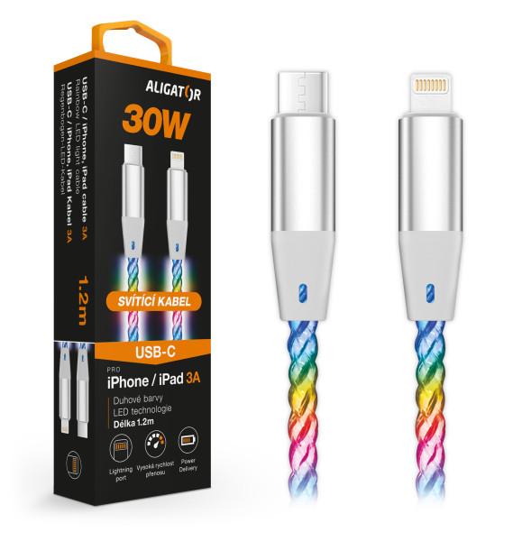 Fotografia produktu: ALIGATOR Dátový kábel LIGHT 3A, 30W USB-C/Lightning 0,5m