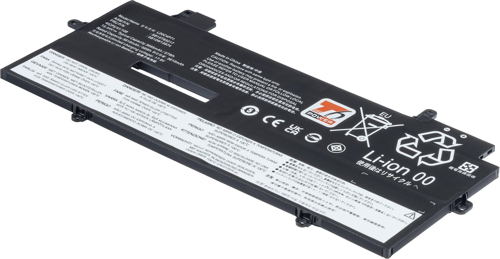 Fotografia produktu: Batéria T6 Power Lenovo ThinkPad X1 Carbon 9, 10, 11 Gén, 3695mAh, 57Wh, 4cell, Li-Pol