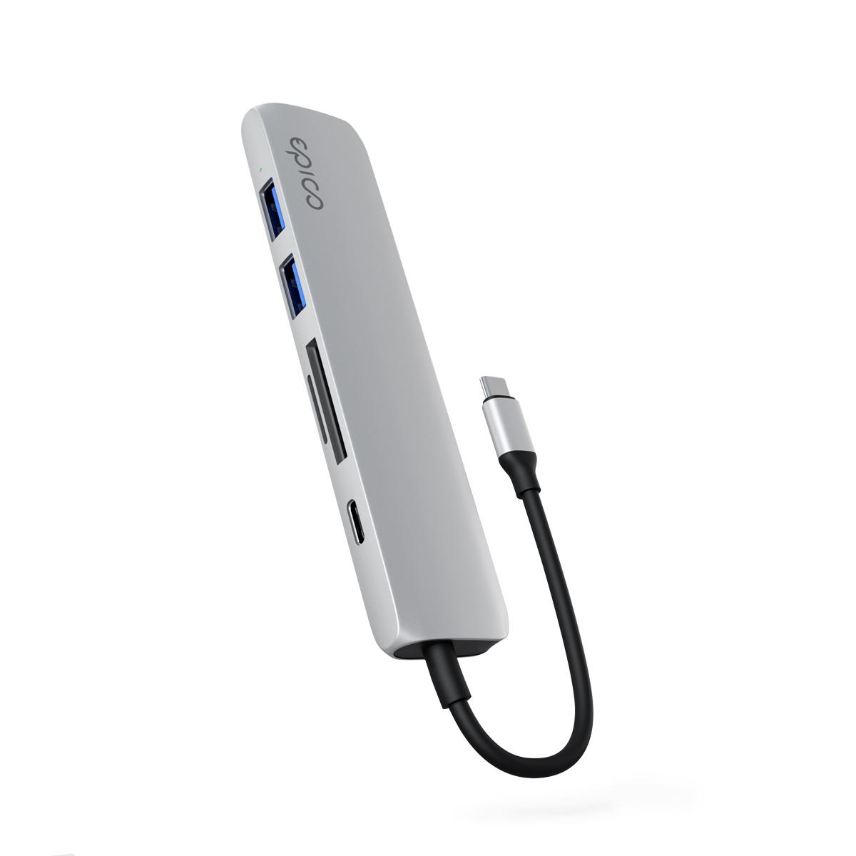 Fotografia produktu: Epico 6v1 hliníkový USB-C 8K húb - strieborná